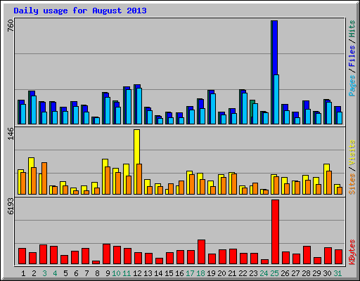 Daily usage for August 2013