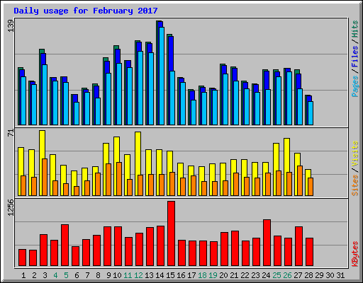 Daily usage for February 2017