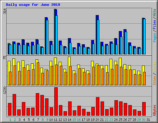 Daily usage for June 2019