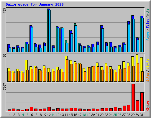 Daily usage for January 2020