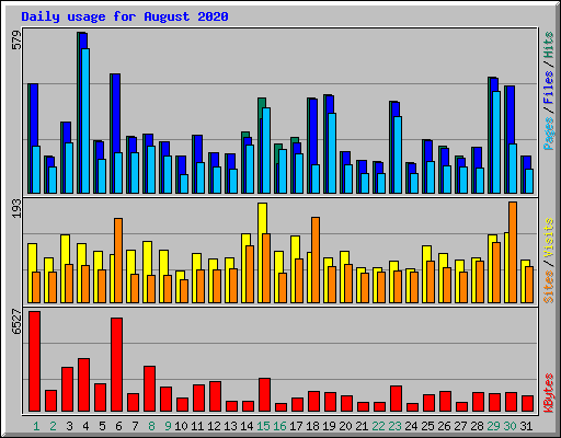 Daily usage for August 2020