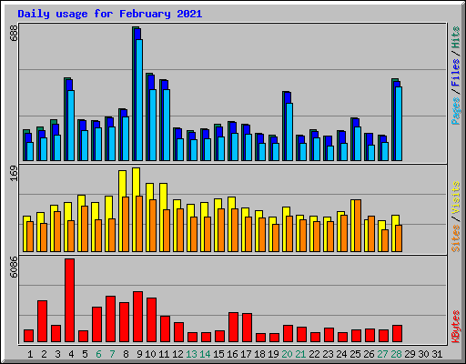 Daily usage for February 2021