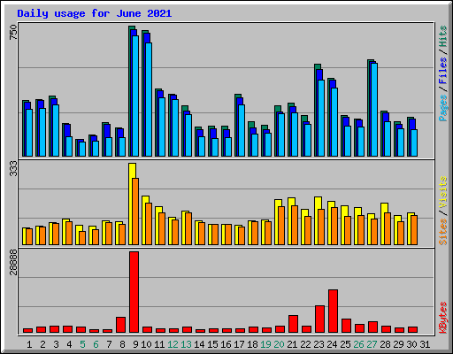 Daily usage for June 2021