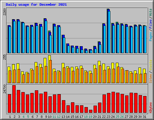 Daily usage for December 2021