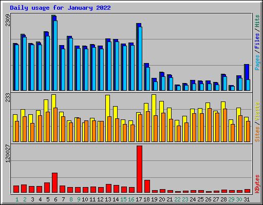 Daily usage for January 2022