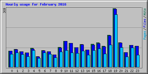 Hourly usage for February 2016