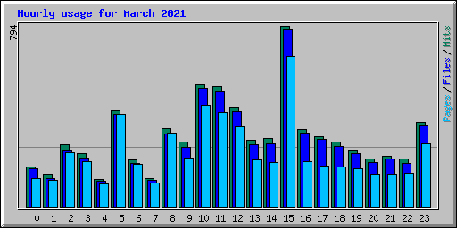 Hourly usage for March 2021