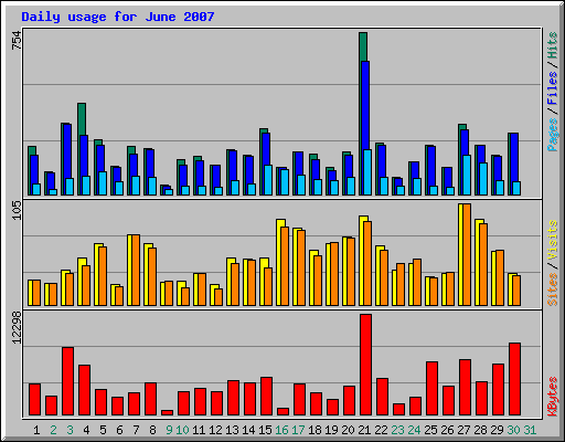 Daily usage for June 2007