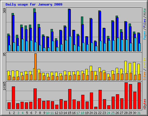 Daily usage for January 2009