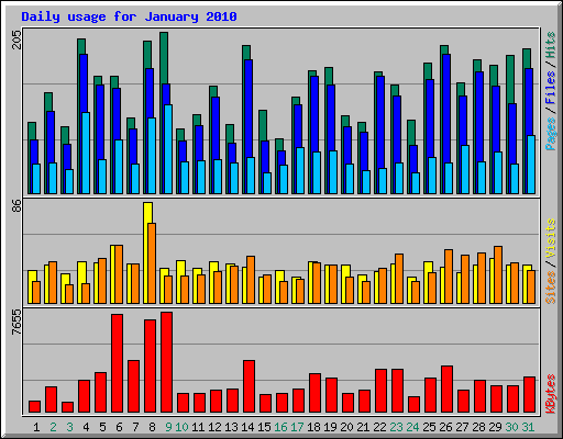 Daily usage for January 2010