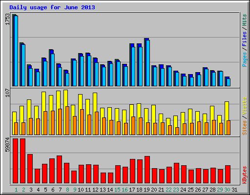 Daily usage for June 2013