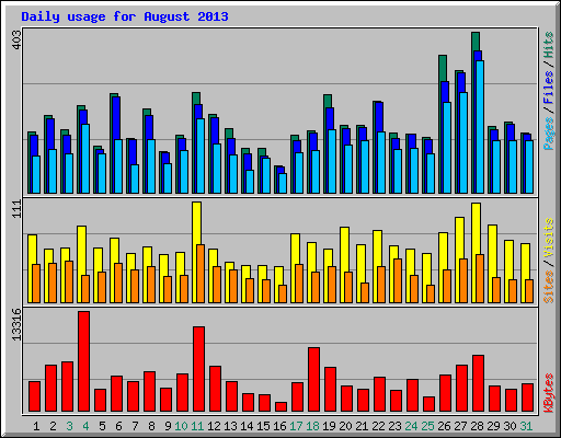 Daily usage for August 2013