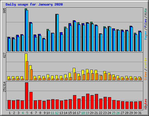 Daily usage for January 2020