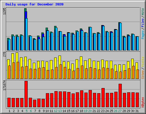 Daily usage for December 2020