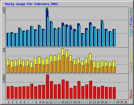 Daily usage for February 2021