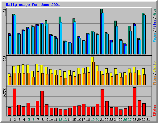 Daily usage for June 2021