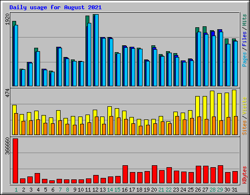 Daily usage for August 2021