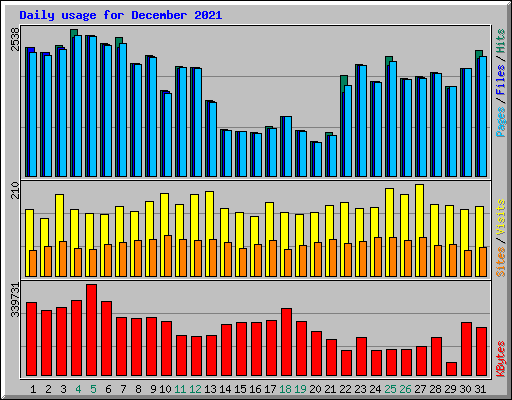 Daily usage for December 2021