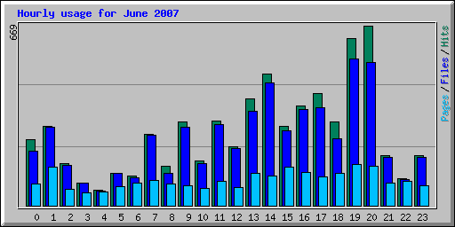 Hourly usage for June 2007