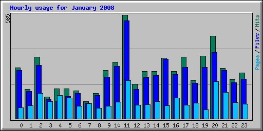 Hourly usage for January 2008