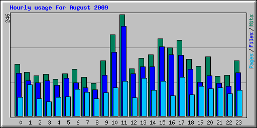 Hourly usage for August 2009