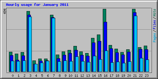 Hourly usage for January 2011