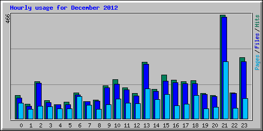 Hourly usage for December 2012