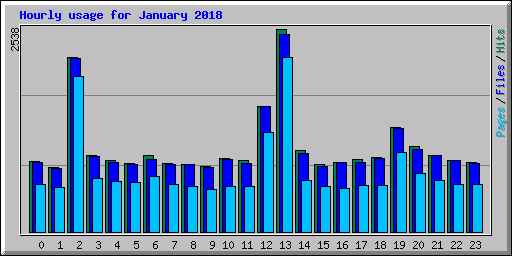 Hourly usage for January 2018