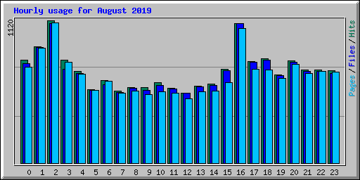 Hourly usage for August 2019