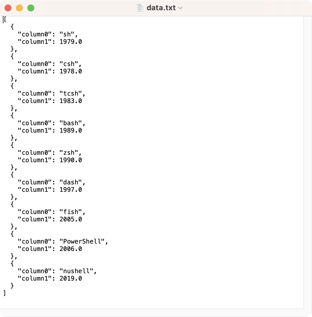 エクセルファイルの内容をJSON形式で保存する