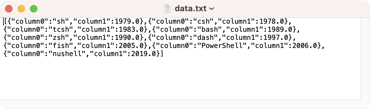 エクセルファイルの内容をJSON形式で保存する（RAW出力）