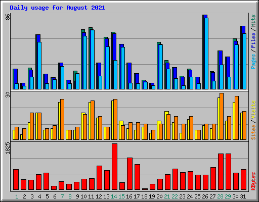 Daily usage for August 2021