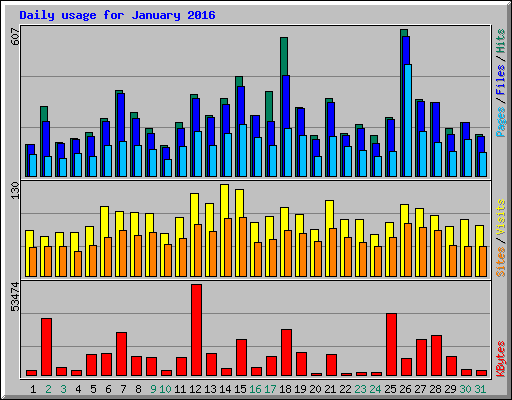 Daily usage for January 2016