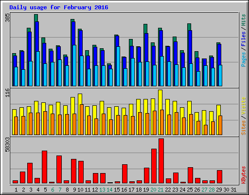 Daily usage for February 2016