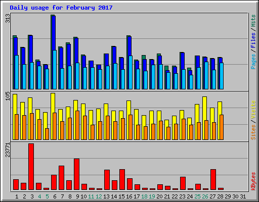 Daily usage for February 2017