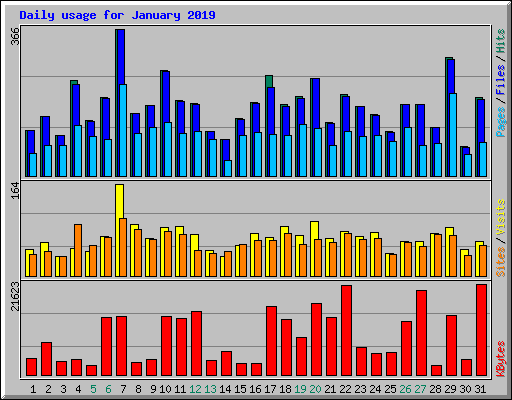 Daily usage for January 2019