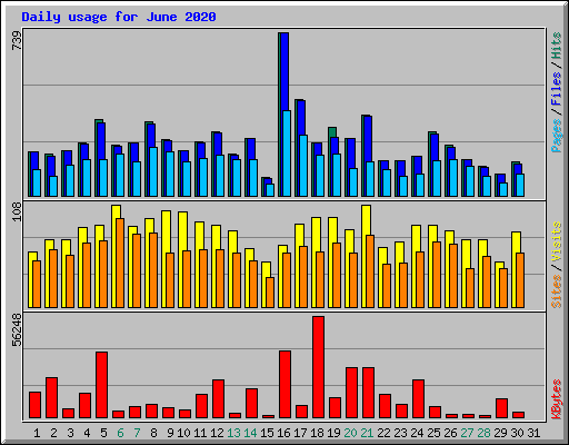 Daily usage for June 2020