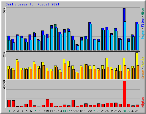 Daily usage for August 2021