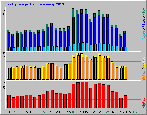 Daily usage for February 2013