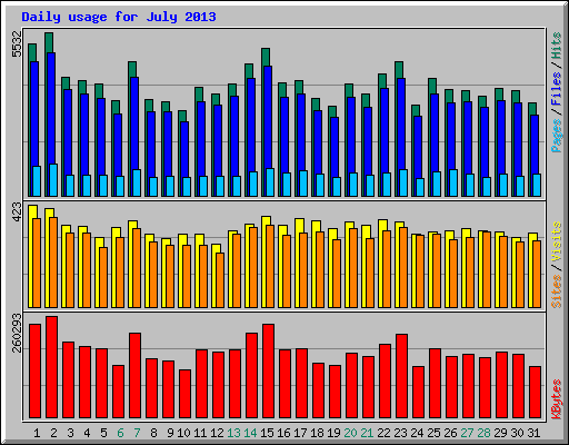 Daily usage for July 2013