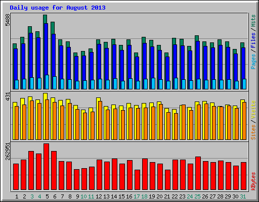 Daily usage for August 2013