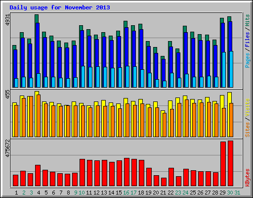 Daily usage for November 2013