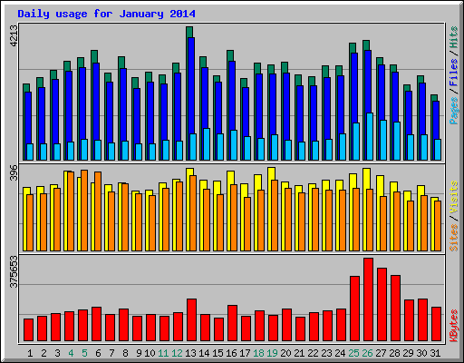 Daily usage for January 2014