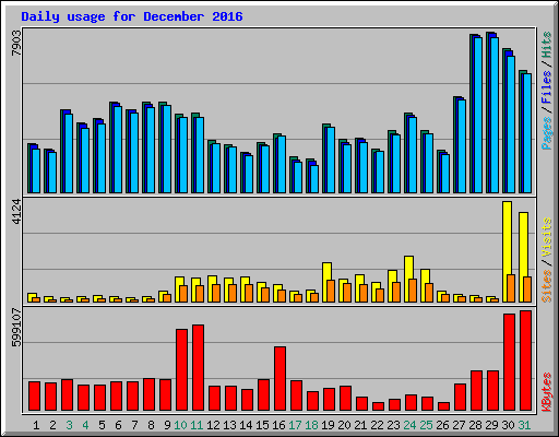 Daily usage for December 2016