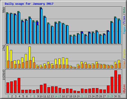 Daily usage for January 2017