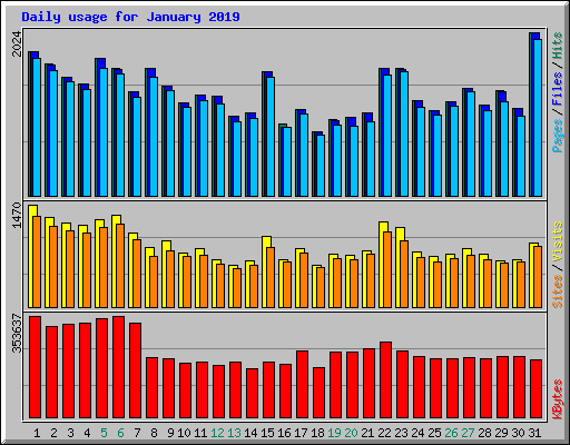 Daily usage for January 2019