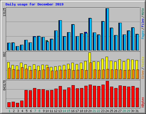 Daily usage for December 2019