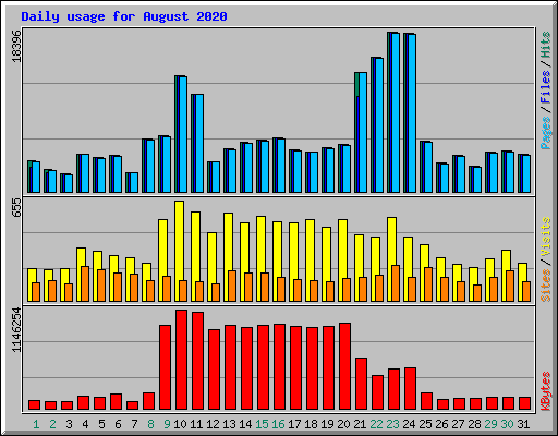 Daily usage for August 2020