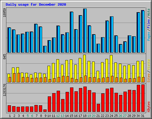 Daily usage for December 2020