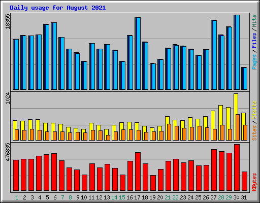 Daily usage for August 2021